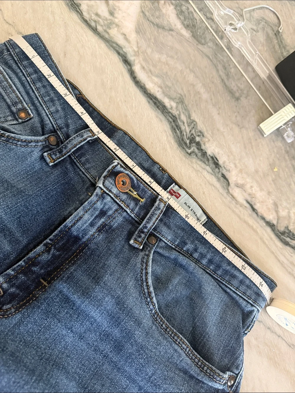 Wrangler Slim Straight Jeans Men's Medium Wash Blue Cotton Blend 30x32